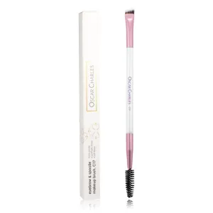 Oscar Charles Eyebrow & Spoolie Makeup Brush Professional, Double Ended with Angled Brow Brush and Spoolie