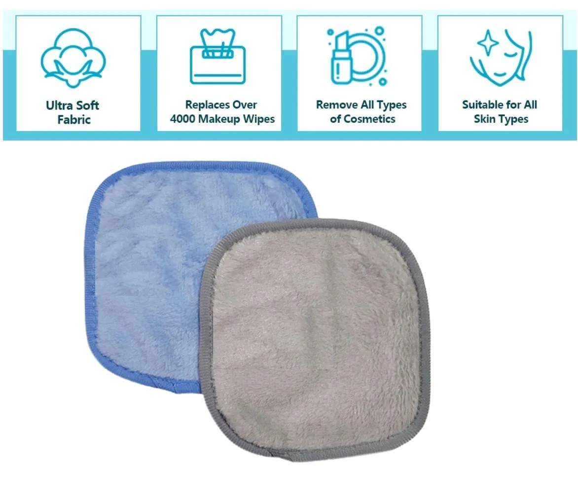 Pack Of 4 - Makeup Remover Cloth Soft Microfiber Reusable Facial Cleansing Towel-  Black