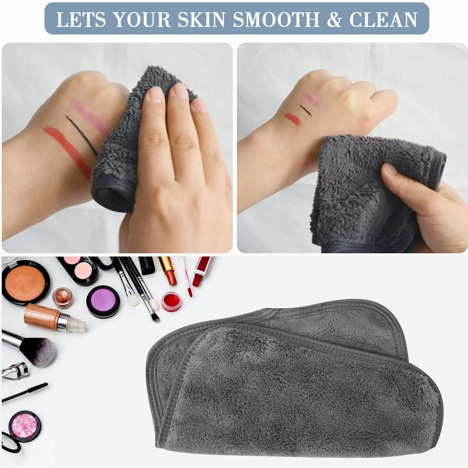 Pack Of 4 - Makeup Remover Cloth Soft Microfiber Reusable Facial Cleansing Towel-  Black