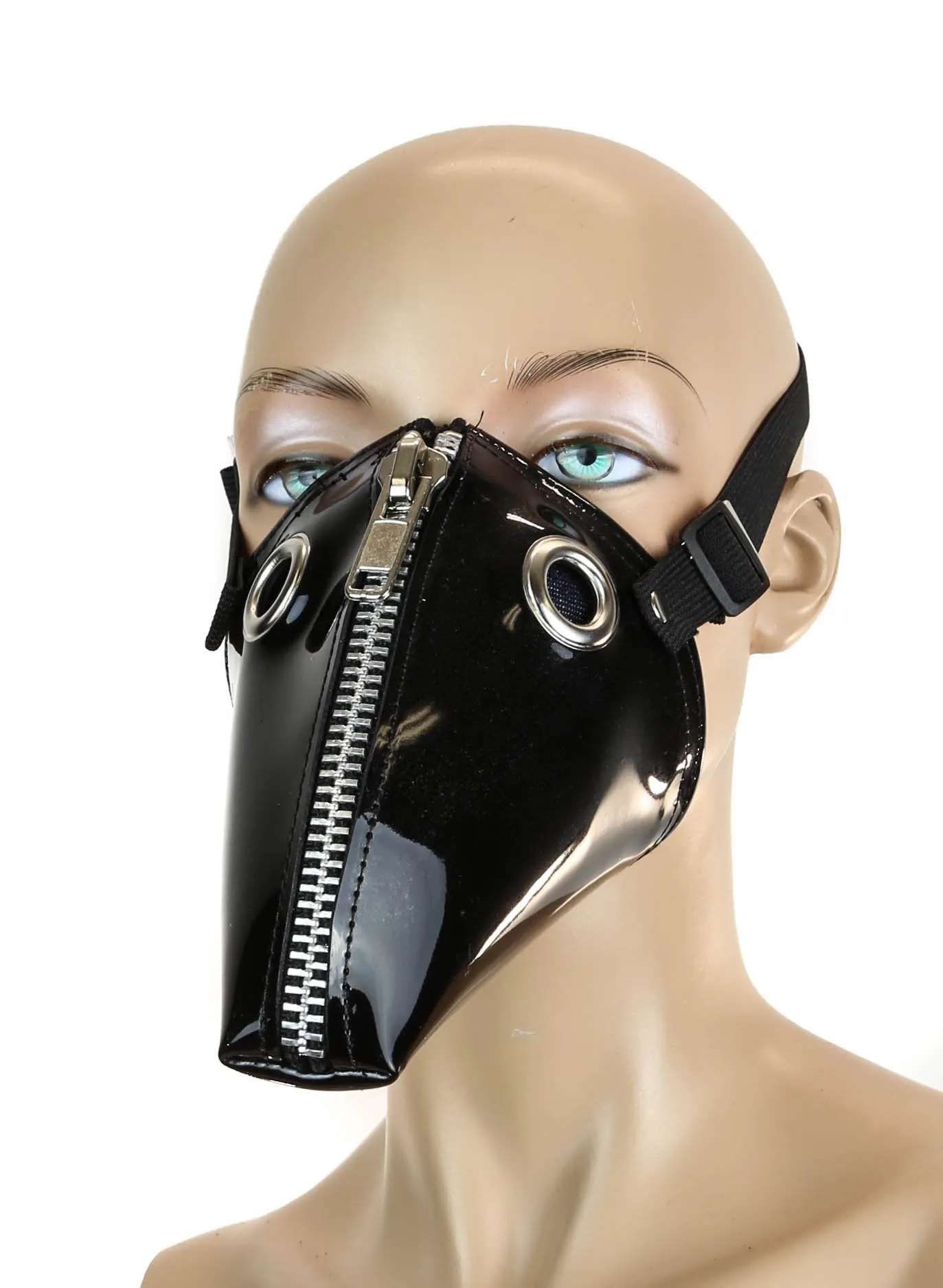 Patent Leather Dog Face Zipper Mask