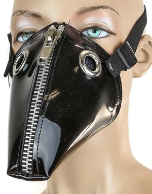 Patent Leather Dog Face Zipper Mask
