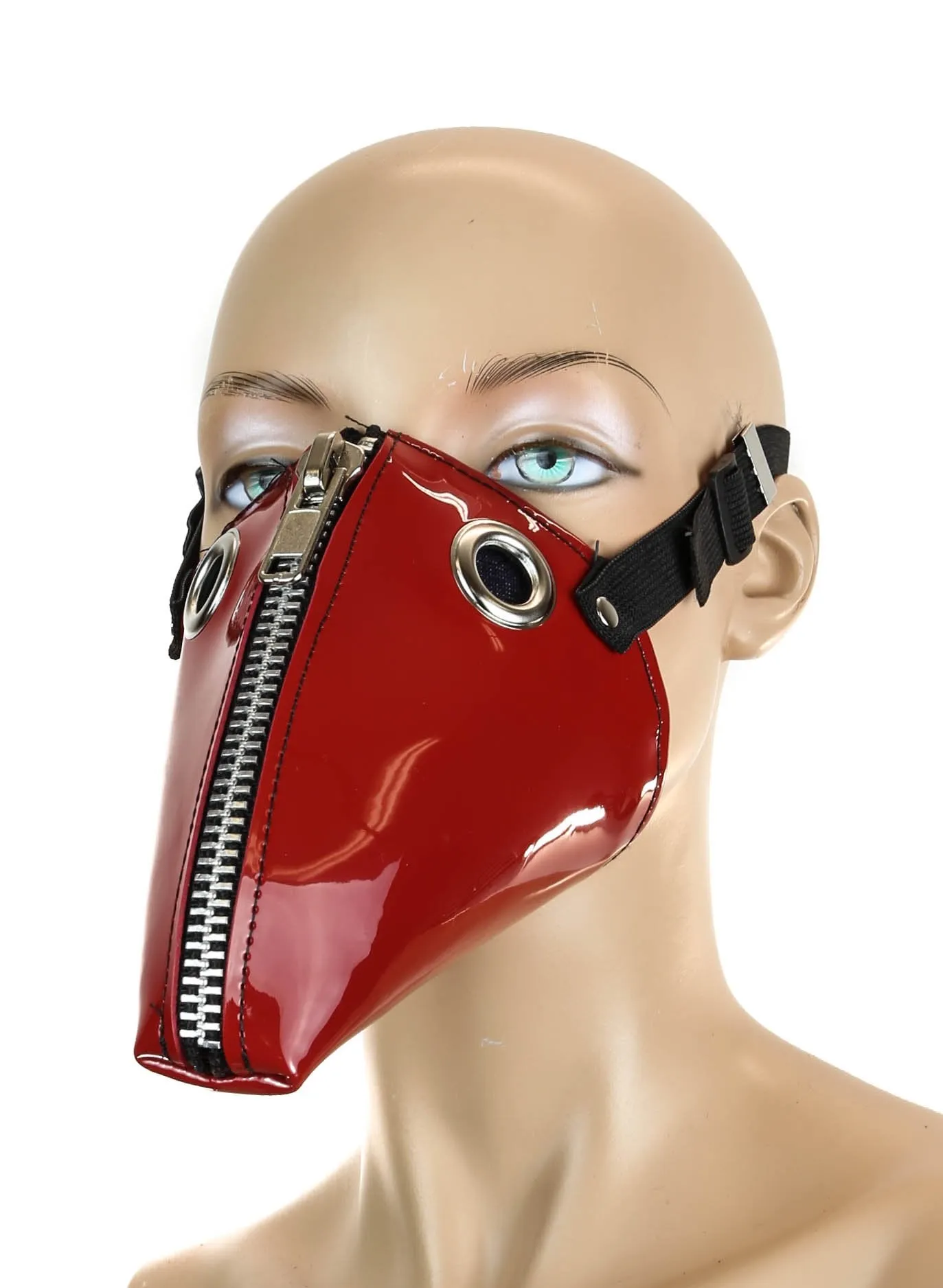 Patent Leather Dog Face Zipper Mask