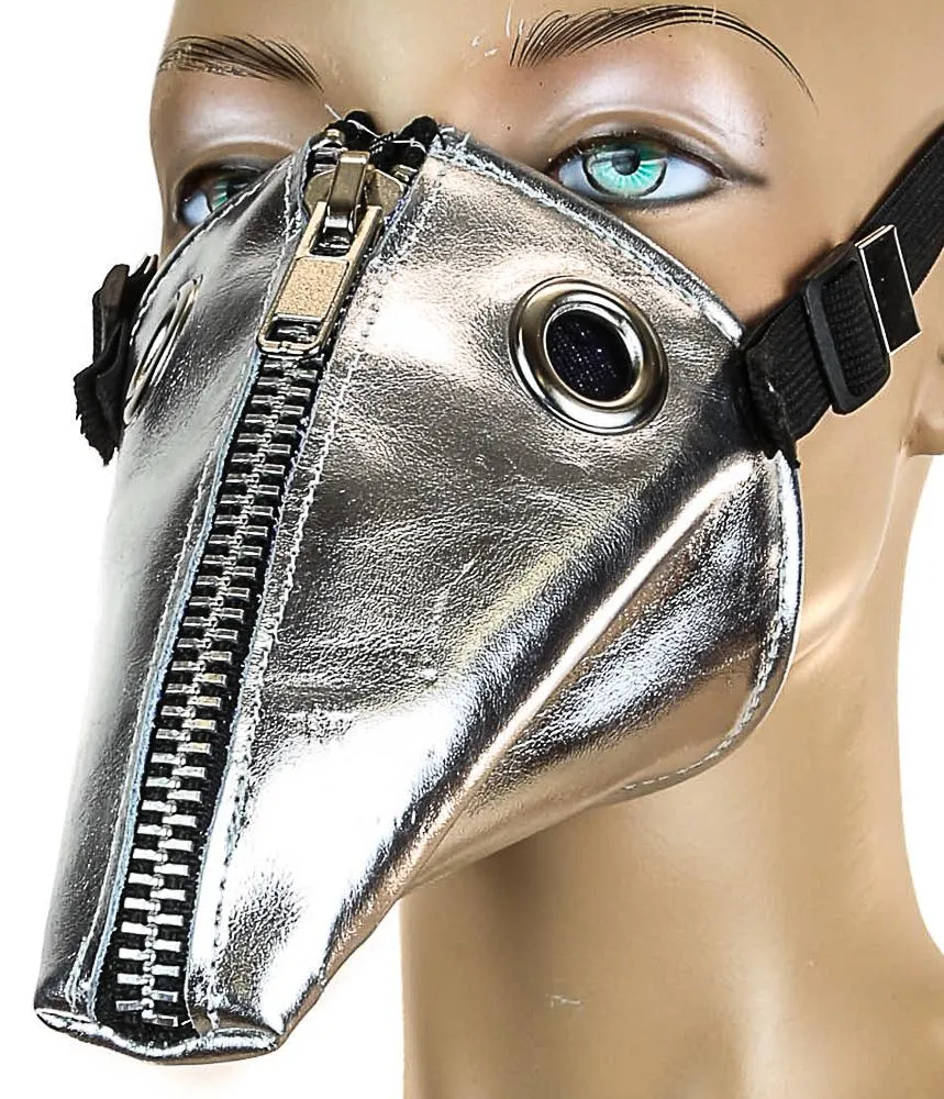 Patent Leather Dog Face Zipper Mask