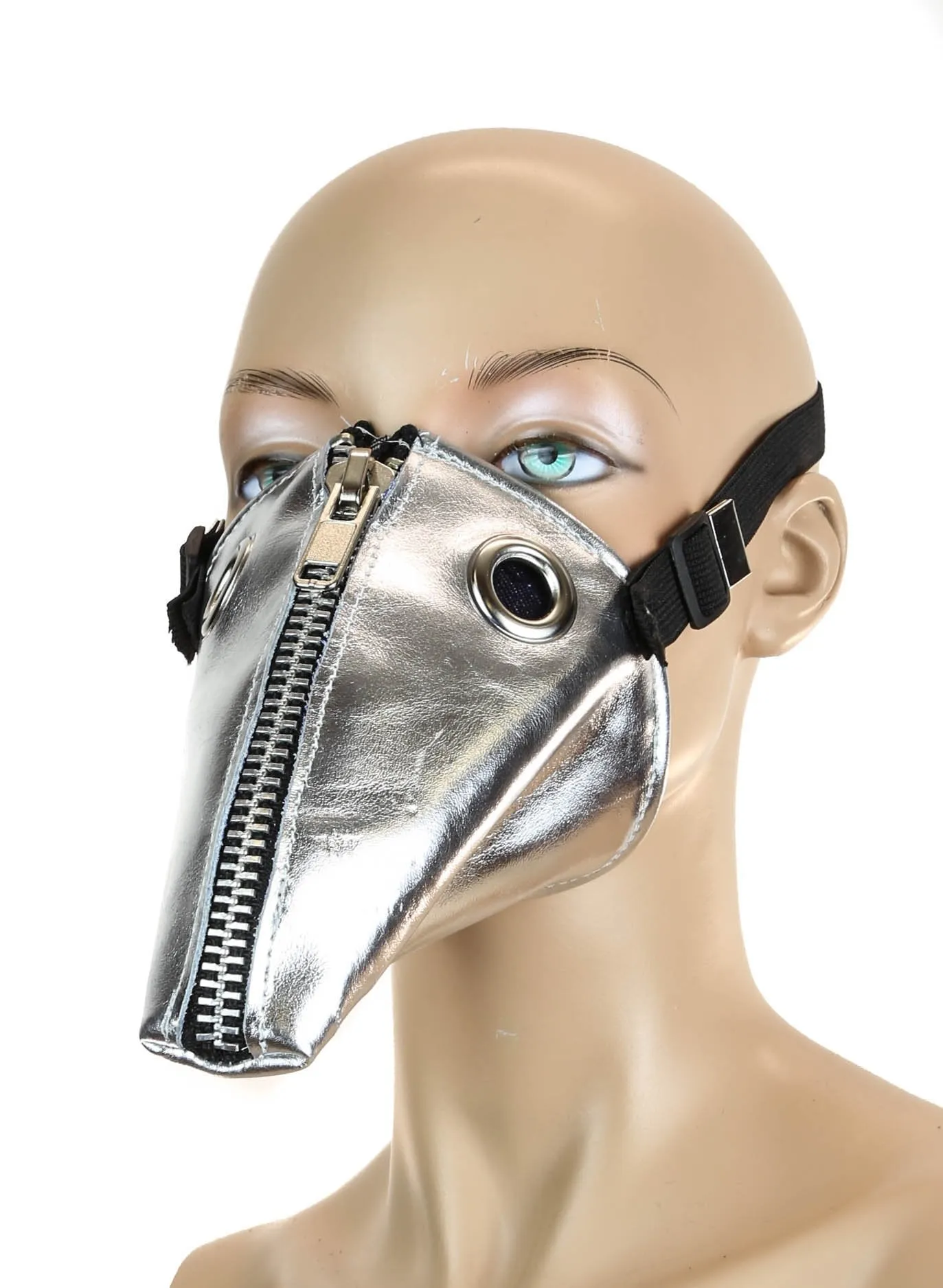 Patent Leather Dog Face Zipper Mask
