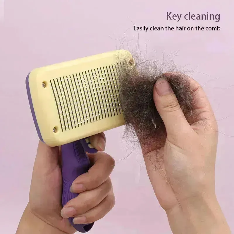 Pet Automatic Hair Removal Comb for Cats, One-Button Knot Removal Comb