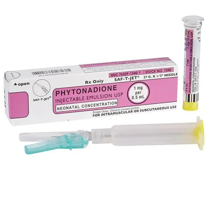 Phytonadione (Vitamin K) Injectable Emulsion Prefiiled Syringes Neonatal Concentration 1 mg Per 0.5 mL 10/Pack (RX)