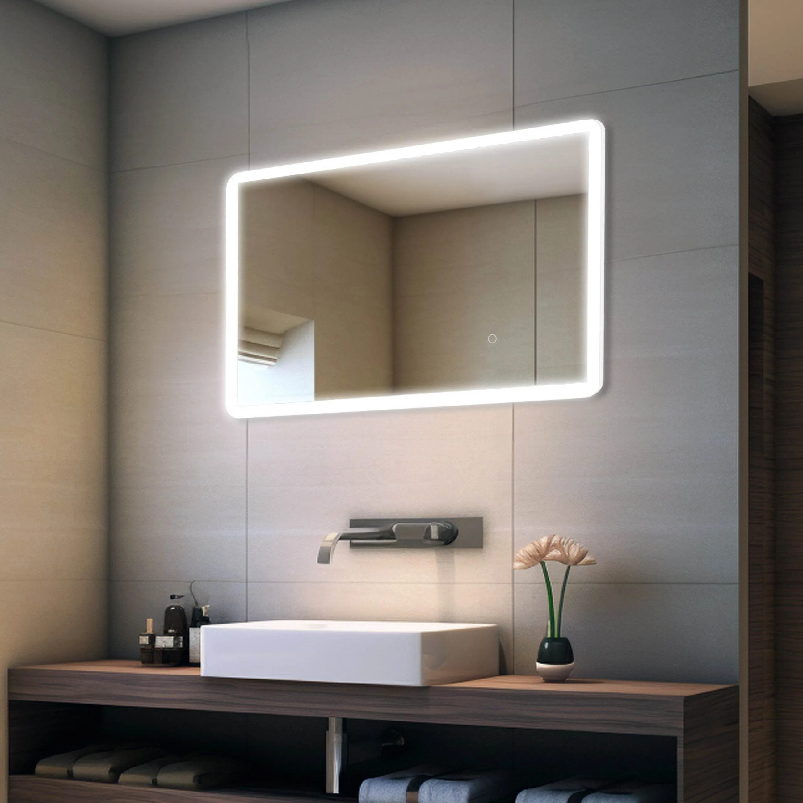 Pilsen LED Mirror with Integrated Dimmer and Defogger - Available in 4 Sizes
