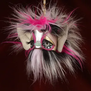 Pink Puff Monster Keychain - Faux Fur - Pre Order