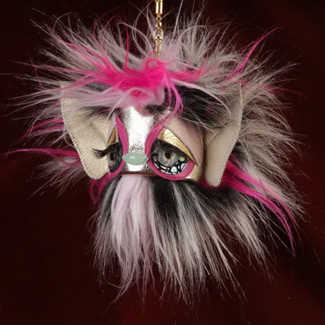 Pink Puff Monster Keychain - Faux Fur - Pre Order