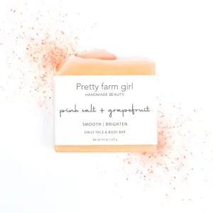 Pink Salt   Grapefruit Cleansing Bar Handmade Tallow and Goat Milk Soap Bar