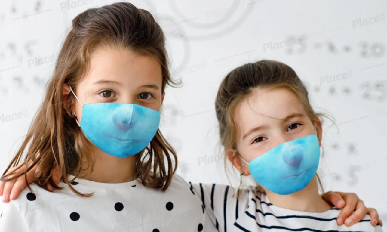 Pop Blue Cartoon Face Mask,Blue Face Mask  Realistic   Fabric Mask for adults/kids. Reusable Washable, Thoughtful Funny Valentine&#39;s Gift