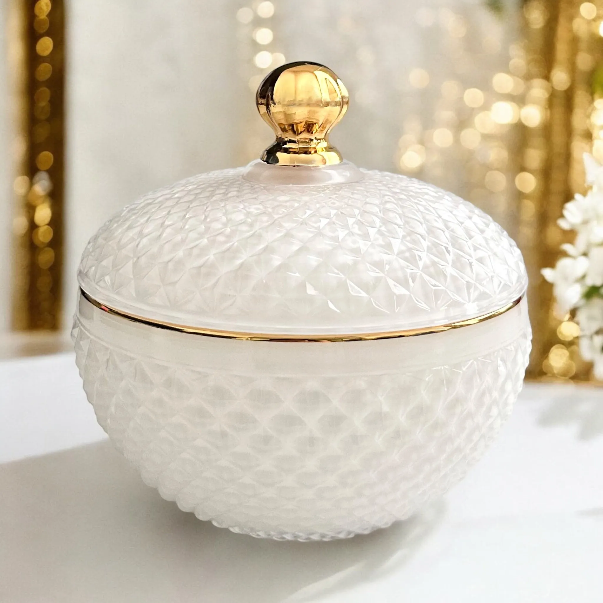POWDER Puff   Bowl SET - WHITE