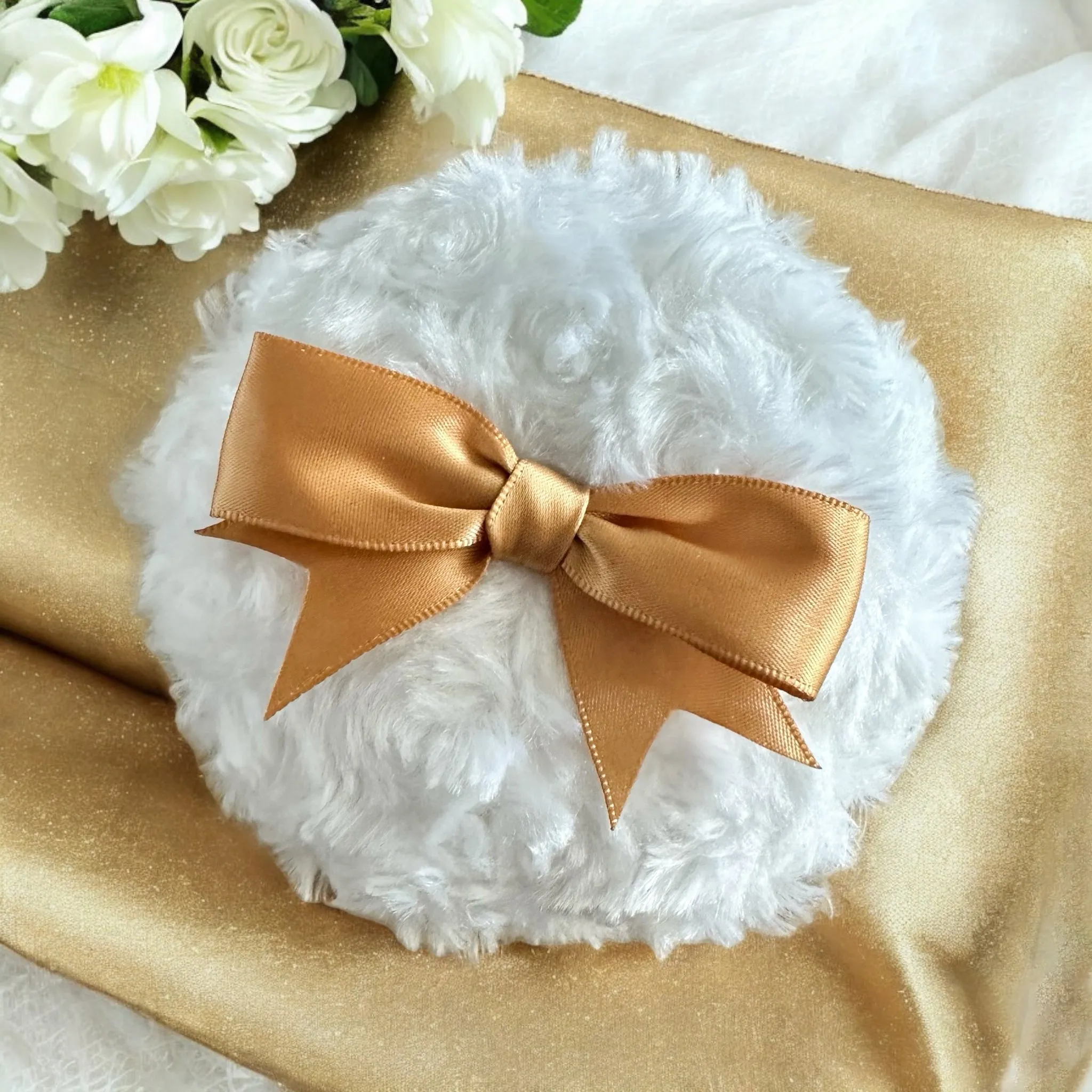 POWDER Puff   Bowl SET - WHITE