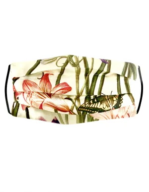 Printed Silk Face Mask   Botanica Ivory