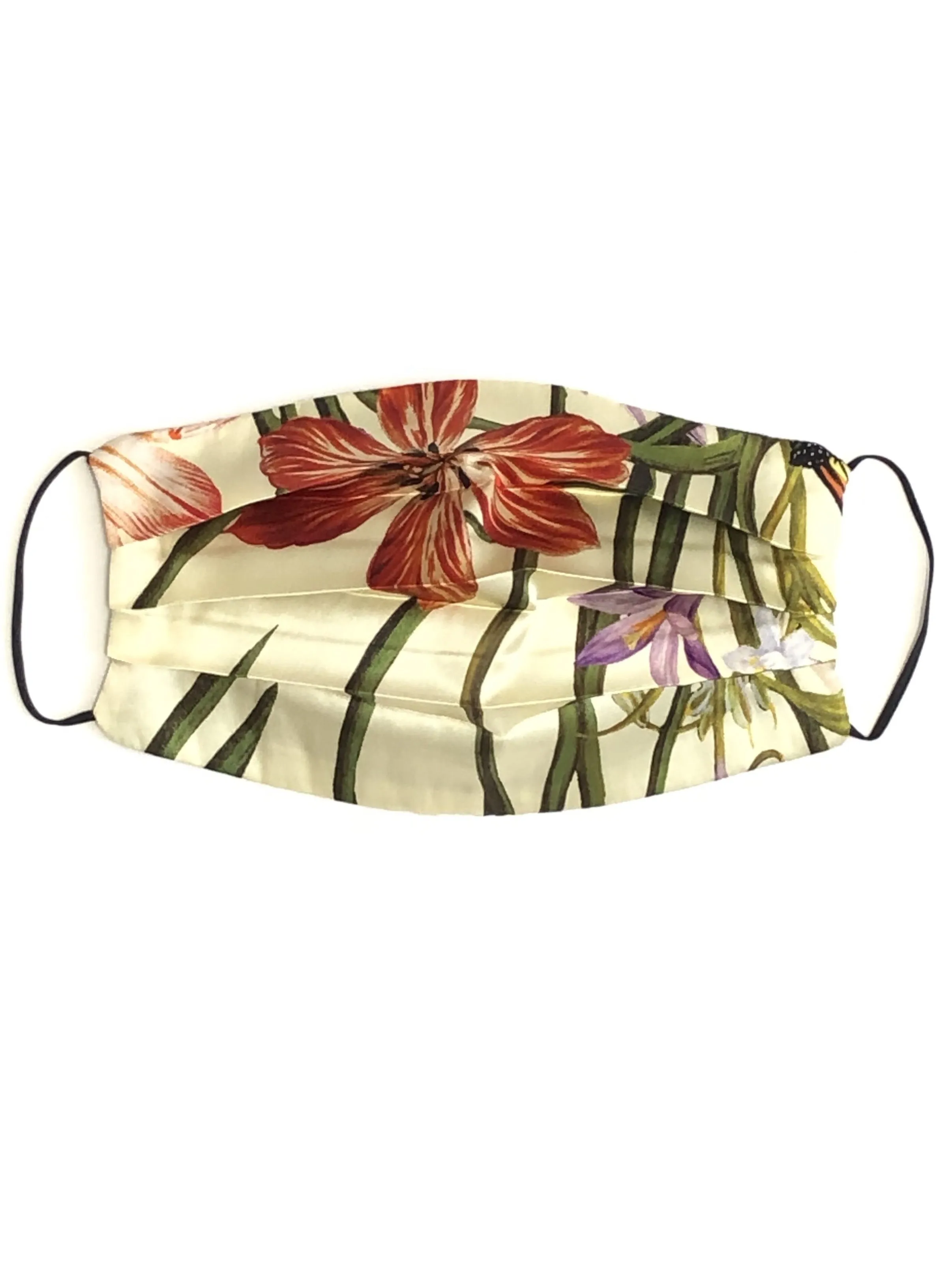 Printed Silk Face Mask   Botanica Ivory