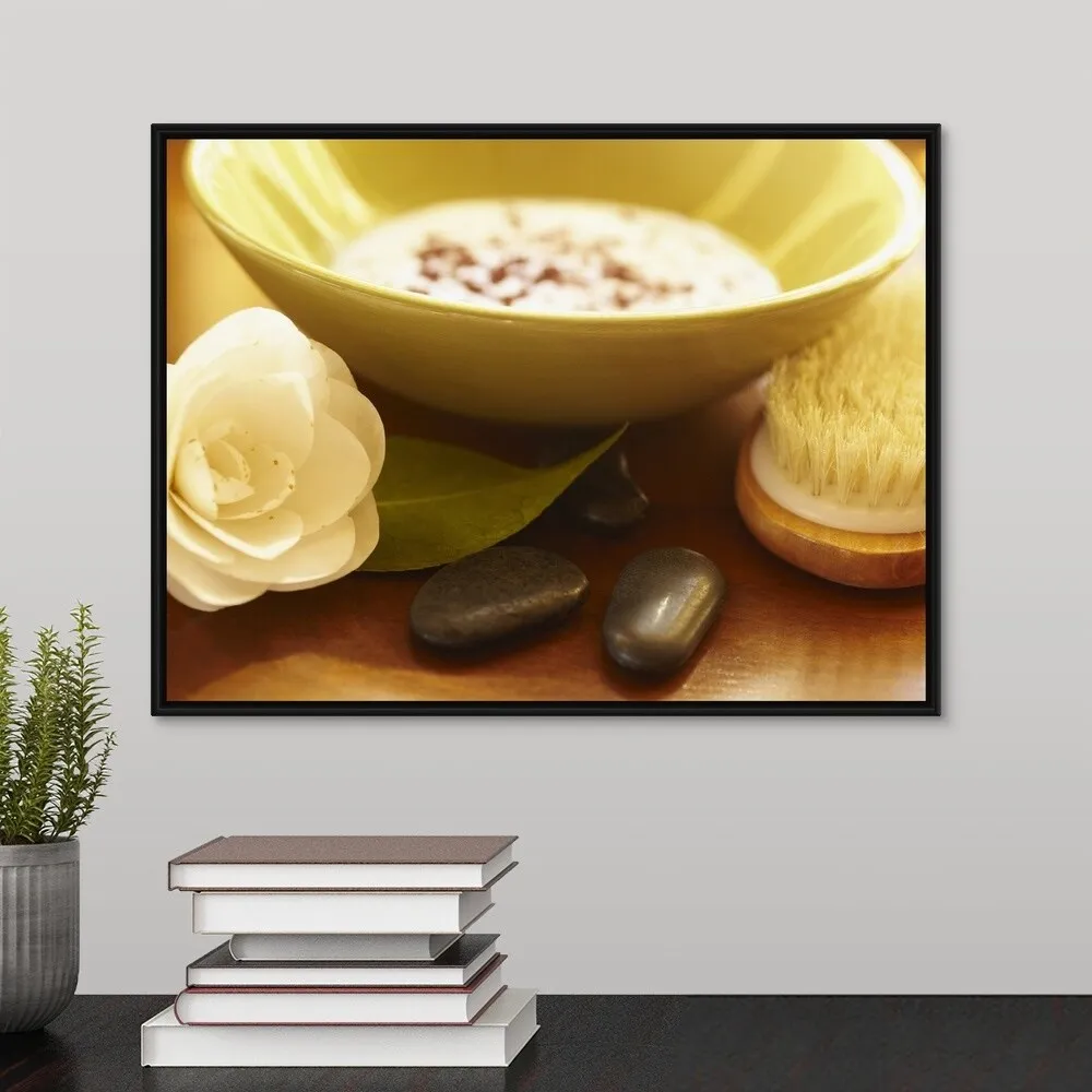 "Bowl of ayurvedic facial mask" Black Float Frame Canvas Art