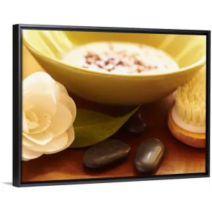 "Bowl of ayurvedic facial mask" Black Float Frame Canvas Art