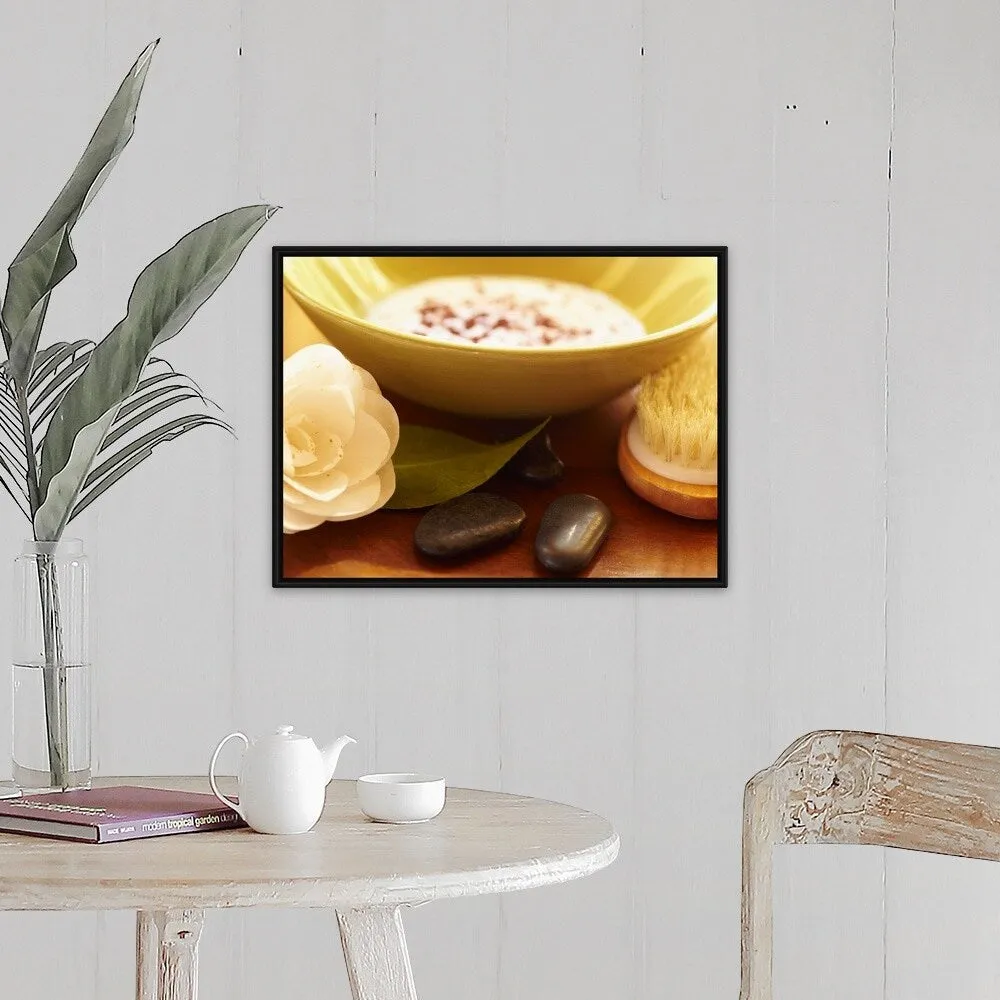 "Bowl of ayurvedic facial mask" Black Float Frame Canvas Art