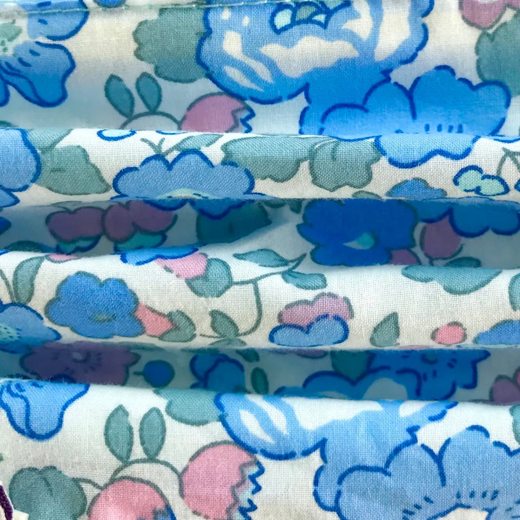 Re-useable Face Mask Liberty Betsy Blue - Grey Elastic