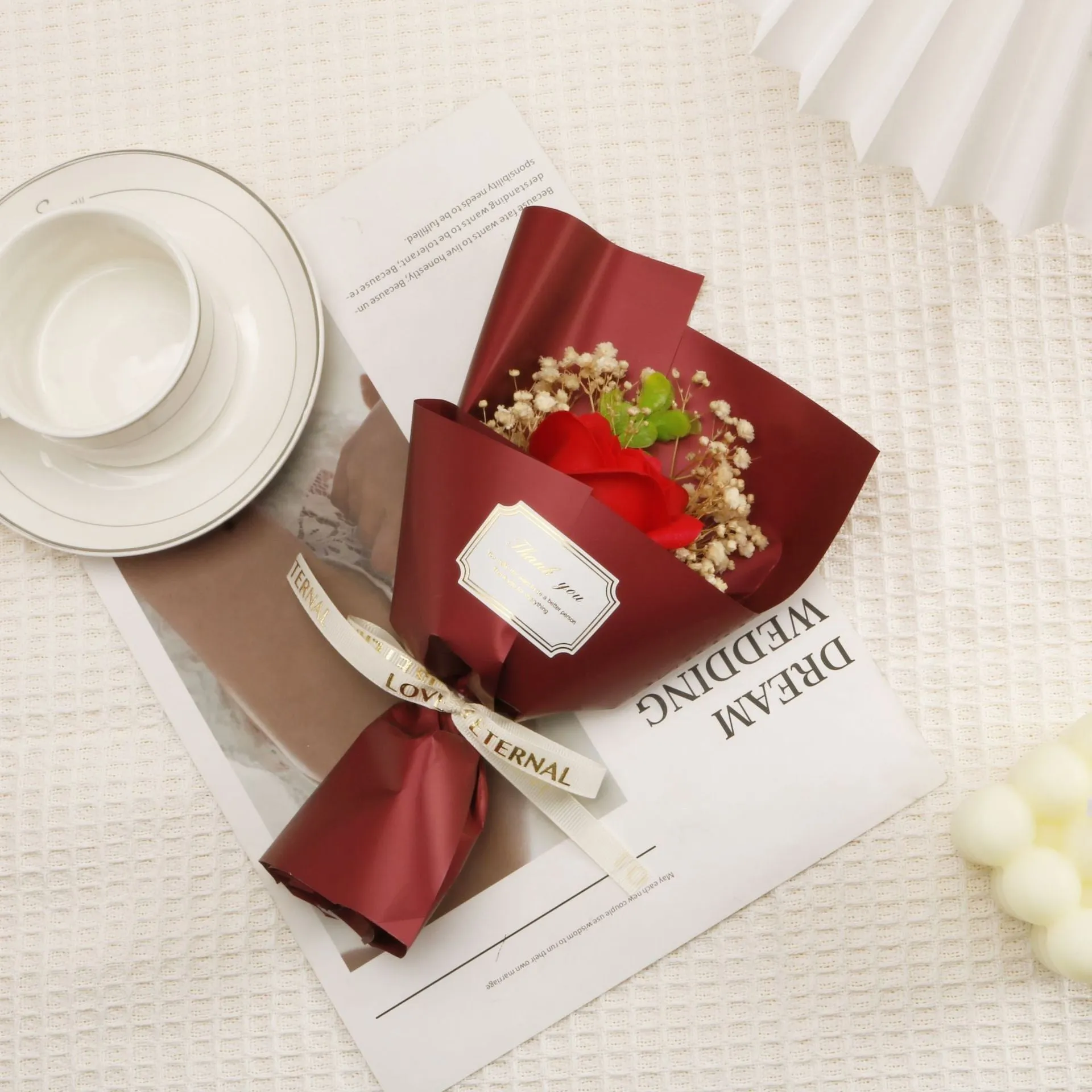 Red Soap Flower Bouquet, L'expression Timeless Soap Flowers