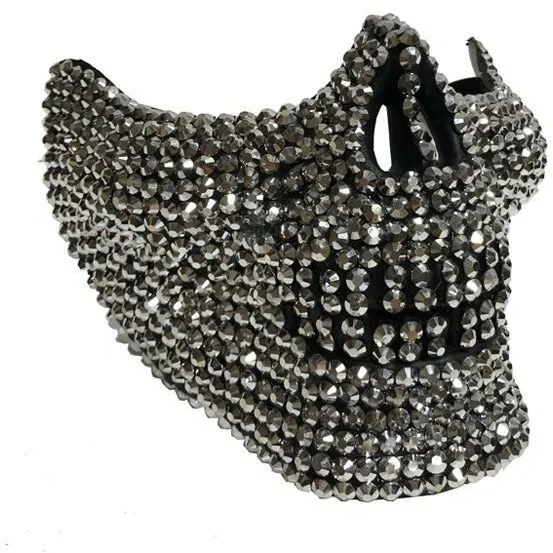 Rhinestone Half Skull Mask in 4 colors