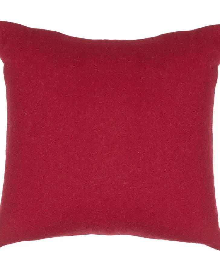 Robin Wreath Embroidered Red Cushion