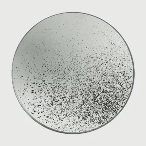 Round Medium Aged Wall Mirror with Wooden Frame (48")