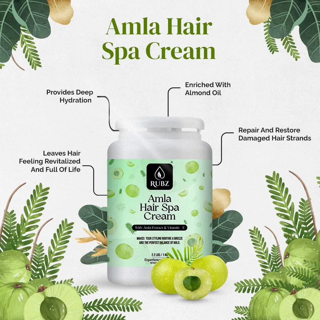 Rubz Amla Hair Spa Cream | With the Goodness of Amla Extract | Controls Hair Damage & Improves Hair Conditioning | Non Sticky Oil Replacement Hair Cream | For Women & Men | Best For Salon | 5 Kg