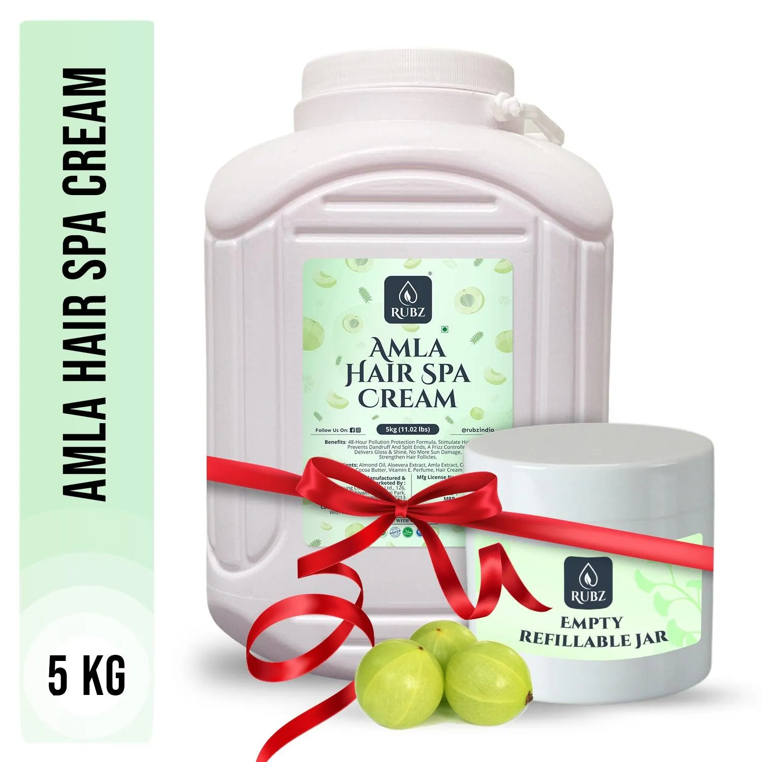 Rubz Amla Hair Spa Cream | With the Goodness of Amla Extract | Controls Hair Damage & Improves Hair Conditioning | Non Sticky Oil Replacement Hair Cream | For Women & Men | Best For Salon | 5 Kg