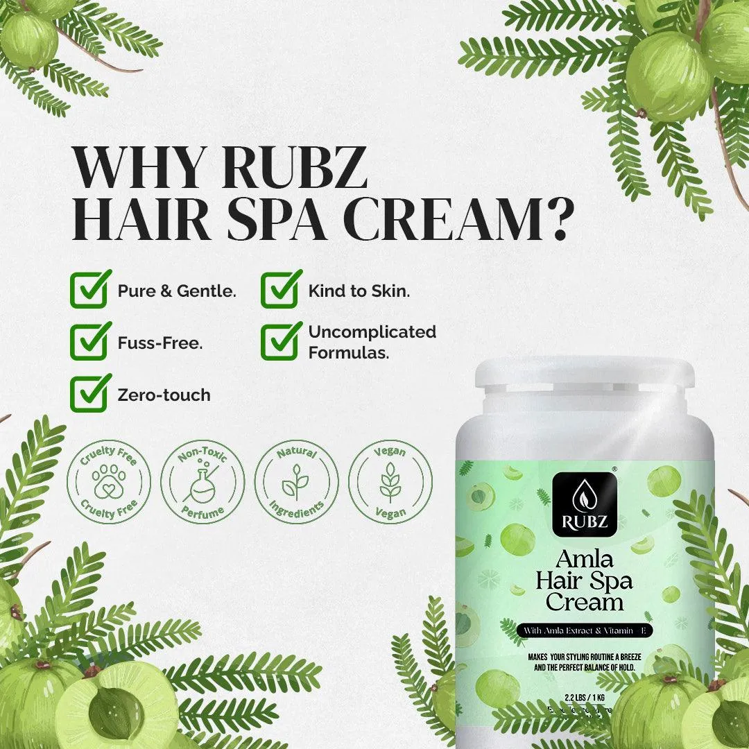 Rubz Amla Hair Spa Cream | With the Goodness of Amla Extract | Controls Hair Damage & Improves Hair Conditioning | Non Sticky Oil Replacement Hair Cream | For Women & Men | Best For Salon | 5 Kg