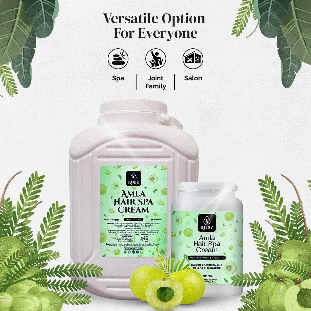 Rubz Amla Hair Spa Cream | With the Goodness of Amla Extract | Controls Hair Damage & Improves Hair Conditioning | Non Sticky Oil Replacement Hair Cream | For Women & Men | Best For Salon | 5 Kg
