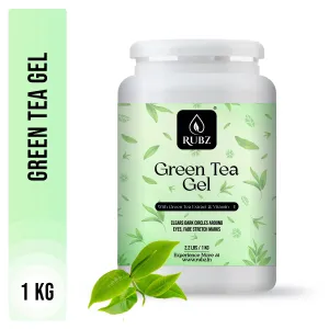 Rubz Green Tea Gel 1 Kg | Natural Gel for Body & Face Moisturizing, Hair Gel, Multipurpose Beauty Skin Gel, Acne Scars, Glowing & Radiant Skin Treatment | For Spa & Salon
