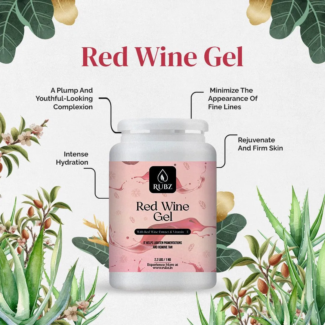 Rubz Red Wine Gel 5kg Pack With 200g Refillable Jar | Bulk Red Wine Gel for Overnight Skin Repair | Ultimate Night Gel for Glowing Skin | Ideal for Normal, Oily, Acne-prone, Combination Skin | Best for Salon, Spa, Family