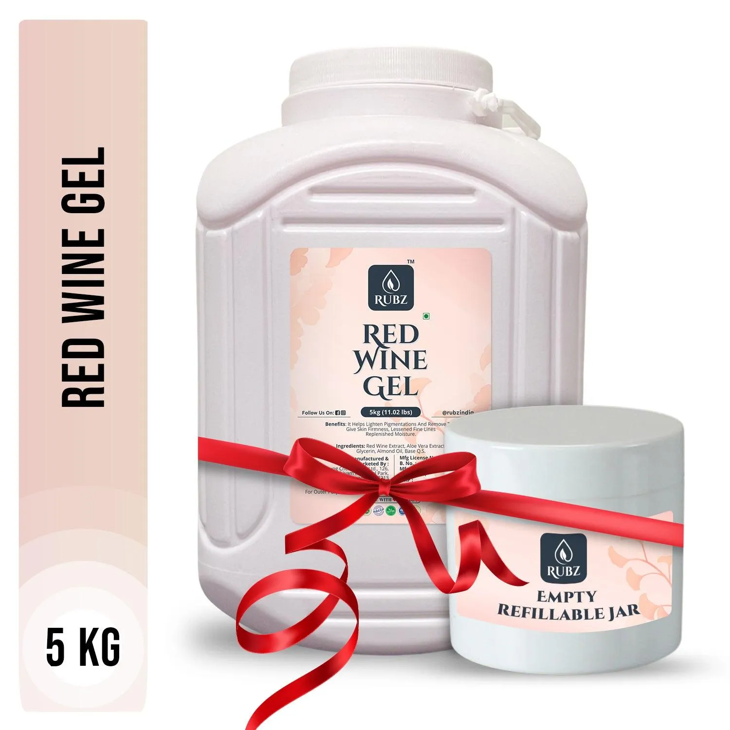 Rubz Red Wine Gel 5kg Pack With 200g Refillable Jar | Bulk Red Wine Gel for Overnight Skin Repair | Ultimate Night Gel for Glowing Skin | Ideal for Normal, Oily, Acne-prone, Combination Skin | Best for Salon, Spa, Family