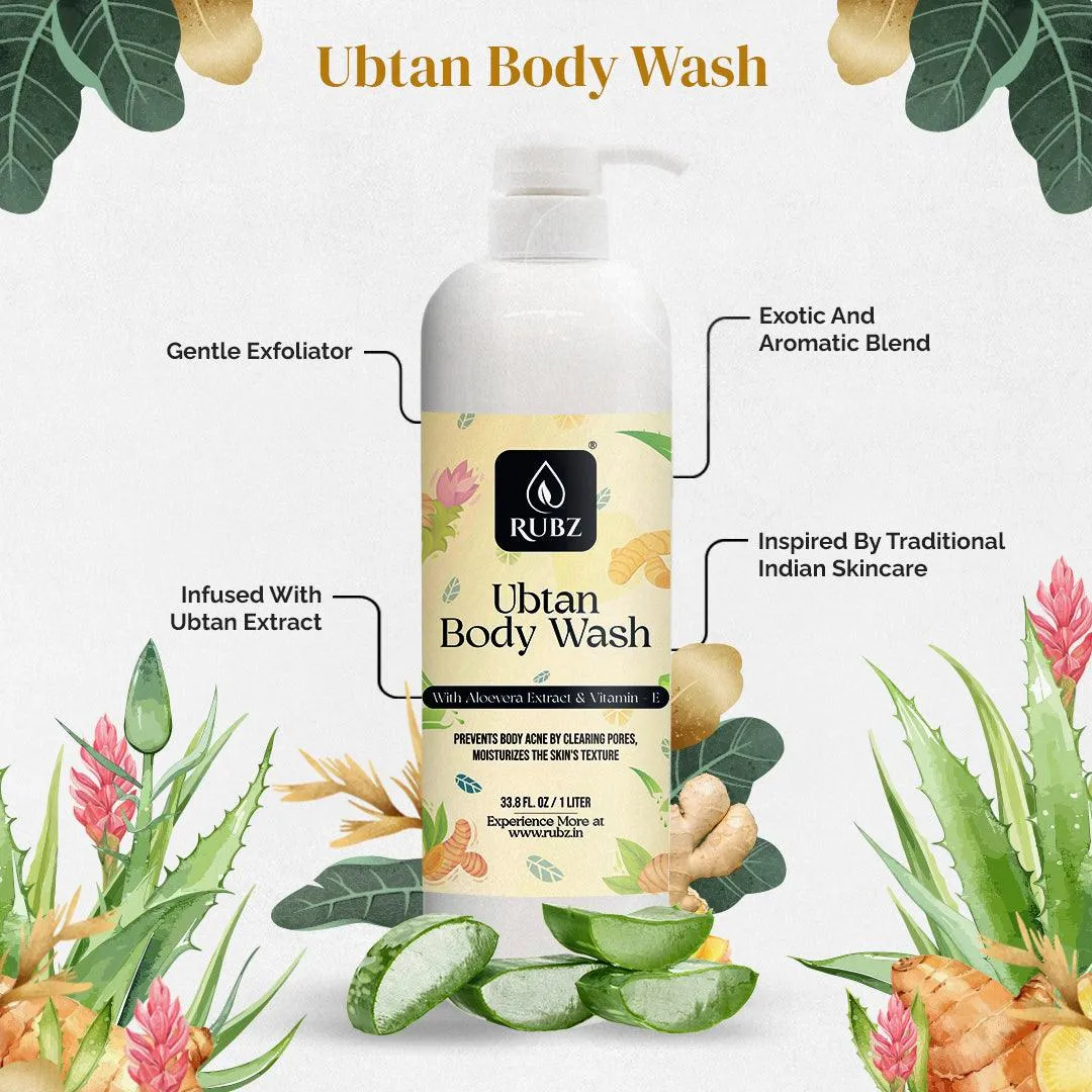 Rubz Ubtan Body Wash Refill Pack 5L | Liquid Soap | Shower Gel | with Refillable 500 ml Plastic Bottle | Best for Hotel, Spa, Salon, Joint Family | SLS Free | Paraben Free