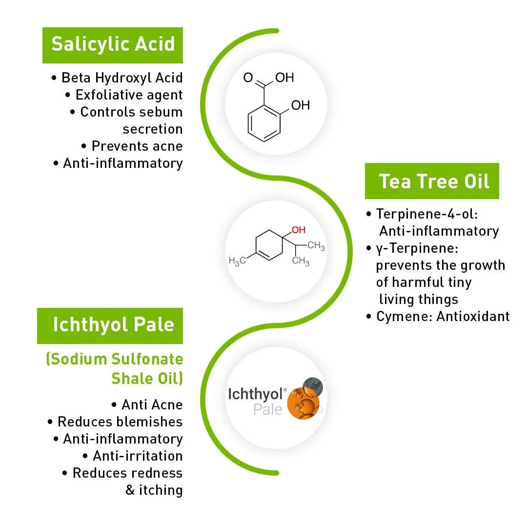 Salicylic Acid Tea Tree Body Wash, BHA   Terpineol, Body Acne & Exfoliation, Natural Glucoside Foaming, Dead Skin Removal, Ichthyol Pale, Vitamin E,B5