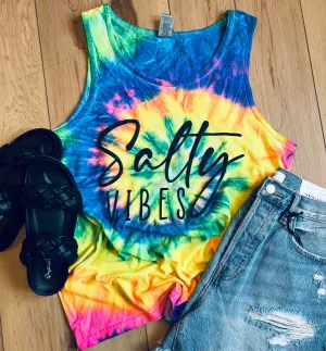 Salty Vibes PUFF Tie Dye Tank (SHIP DATE 6/14)
