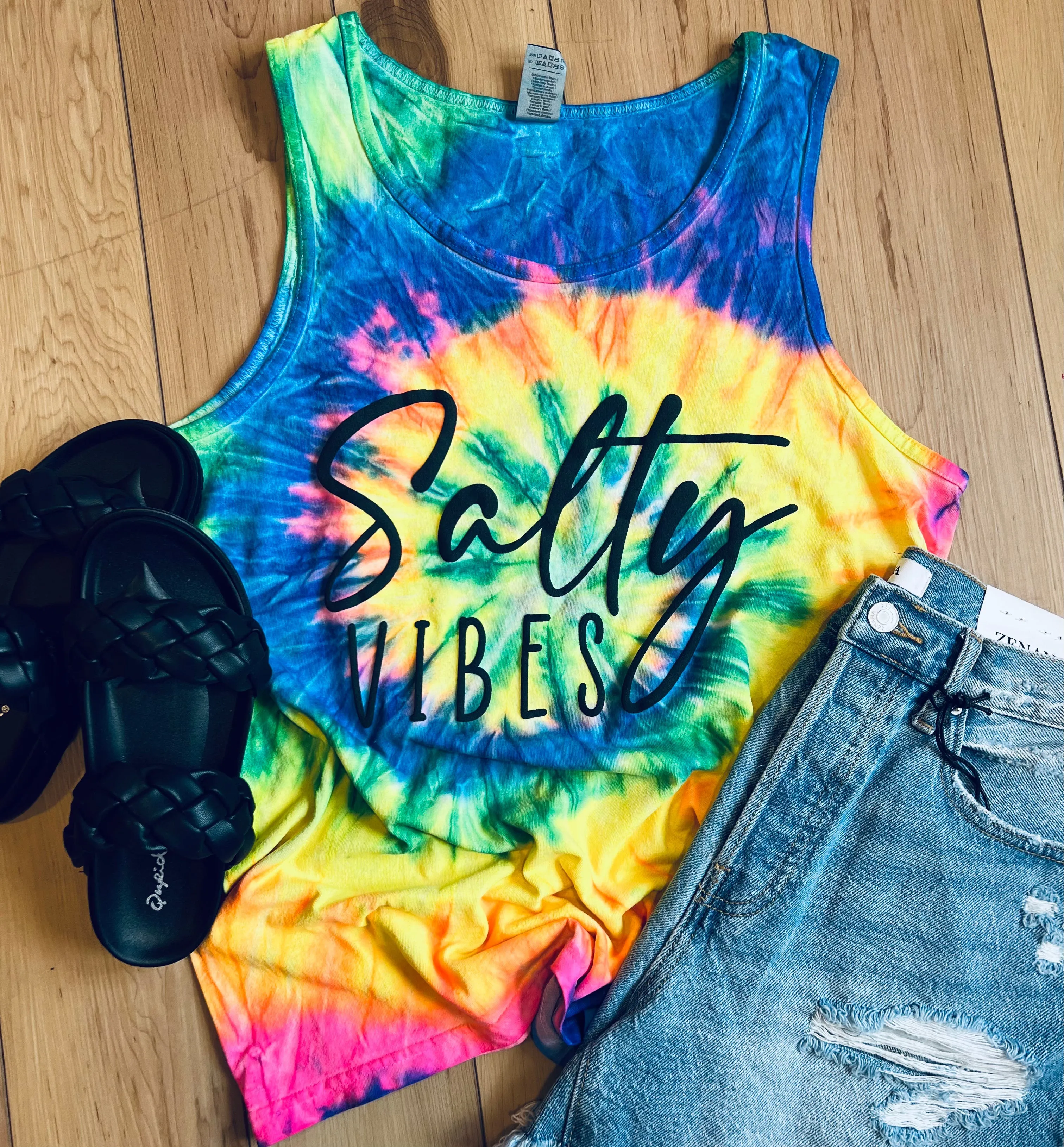 Salty Vibes PUFF Tie Dye Tank (SHIP DATE 6/14)