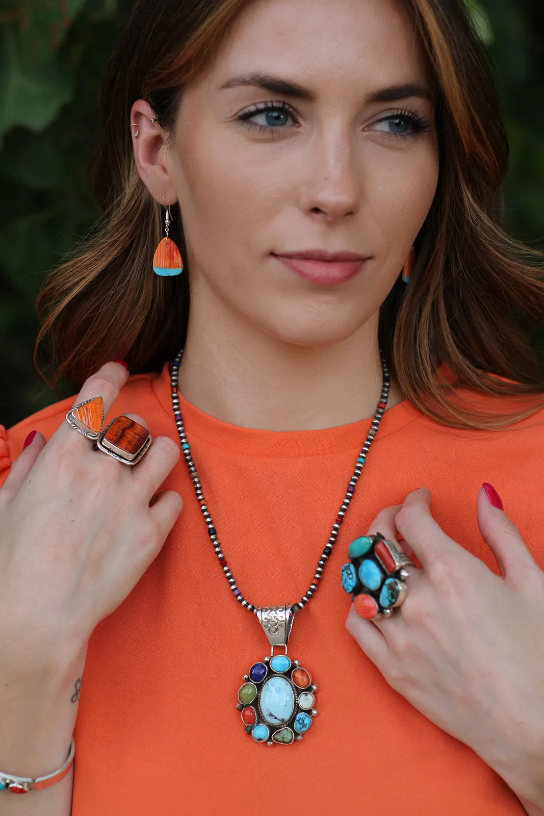 Santo Domingo Spiny Shell and Turquoise Earrings
