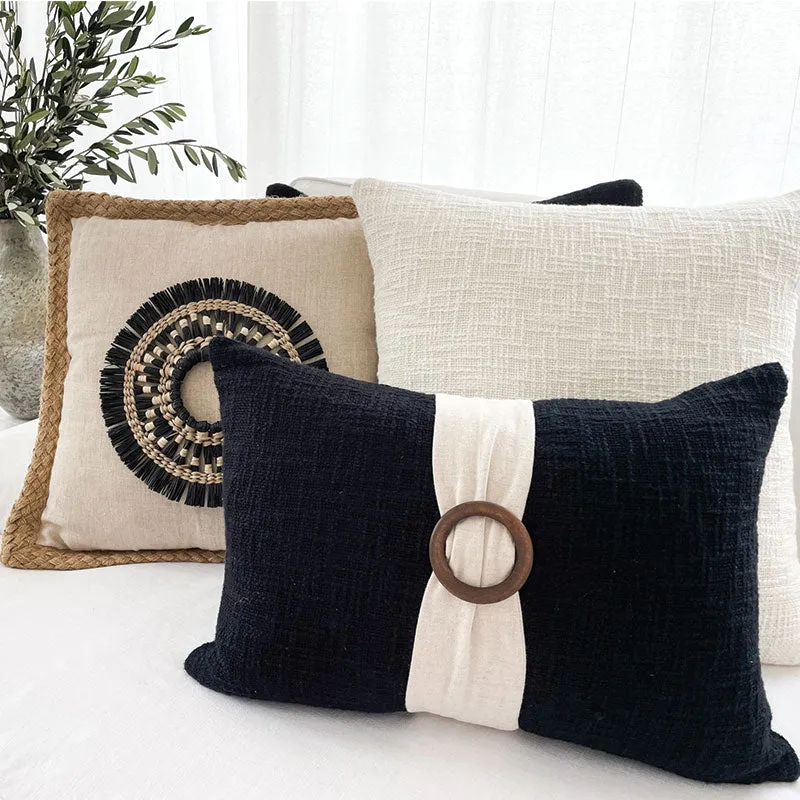SEAGRASS DISK ROUND BLACK & NEUTRAL