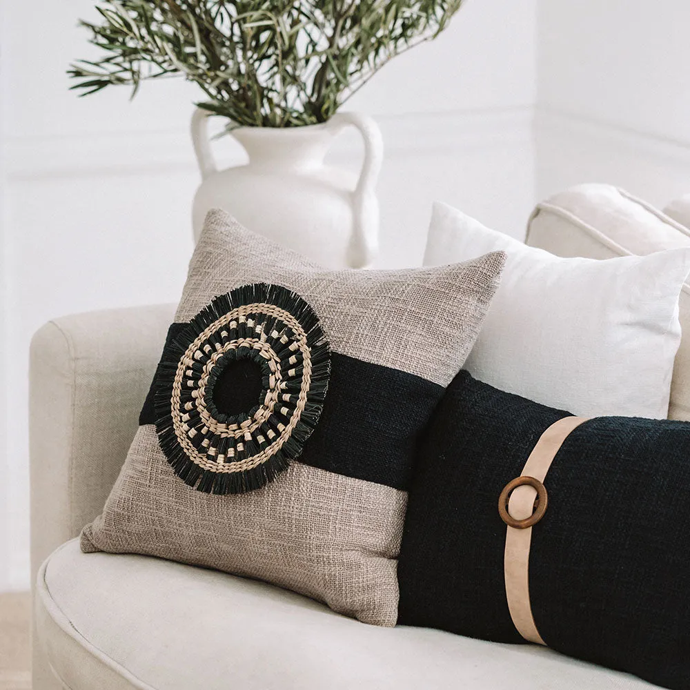 SEAGRASS DISK ROUND BLACK & NEUTRAL