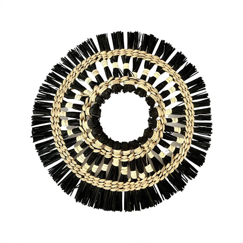 SEAGRASS DISK ROUND BLACK & NEUTRAL
