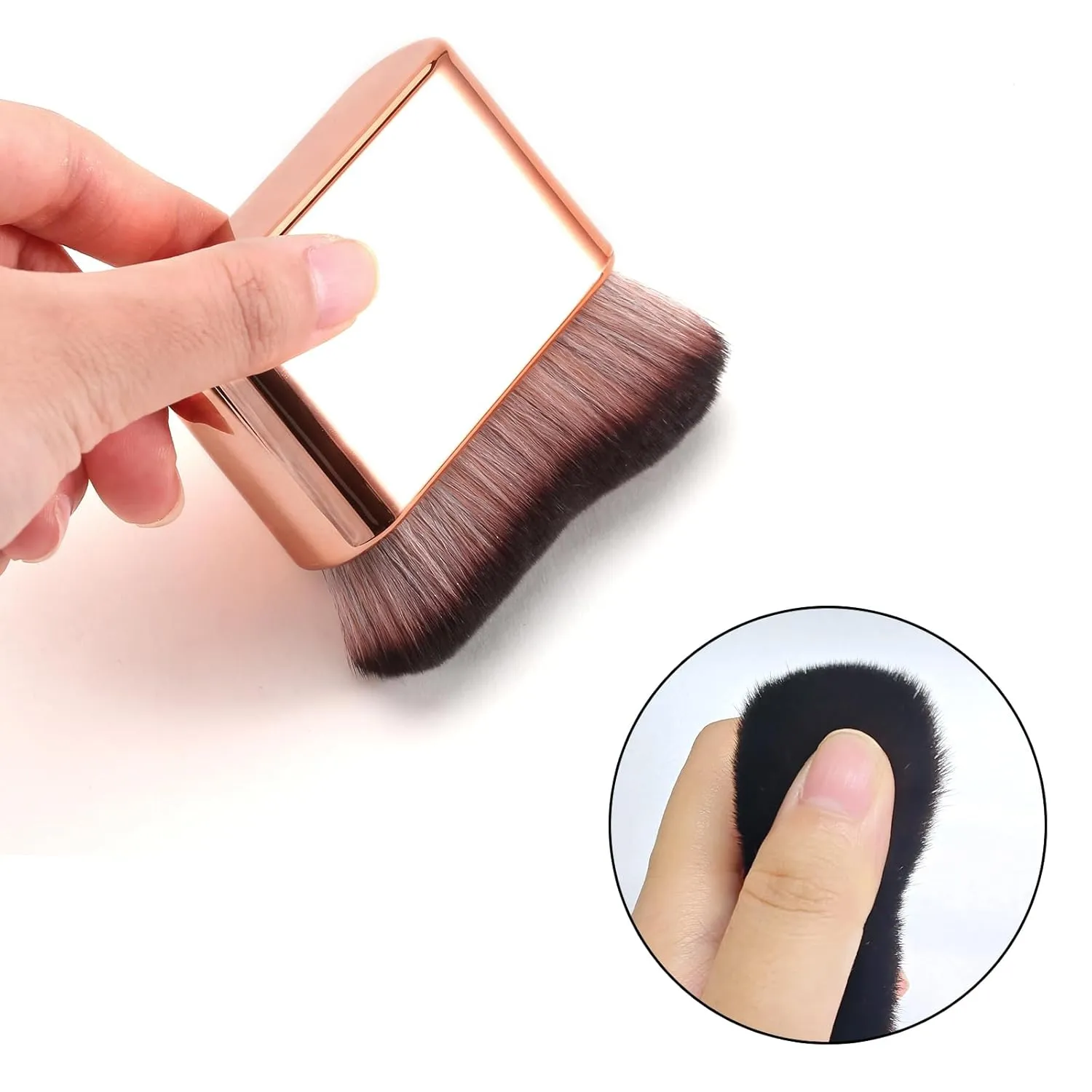 Self Tan Brush - Kabuki Brush for Body, Bronzer & Foundation Self Tanner, Makeup Brushes for Face & Body (Rose Gold)