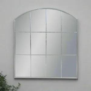 Silver Metal Arched Window Mirror 91 cm
