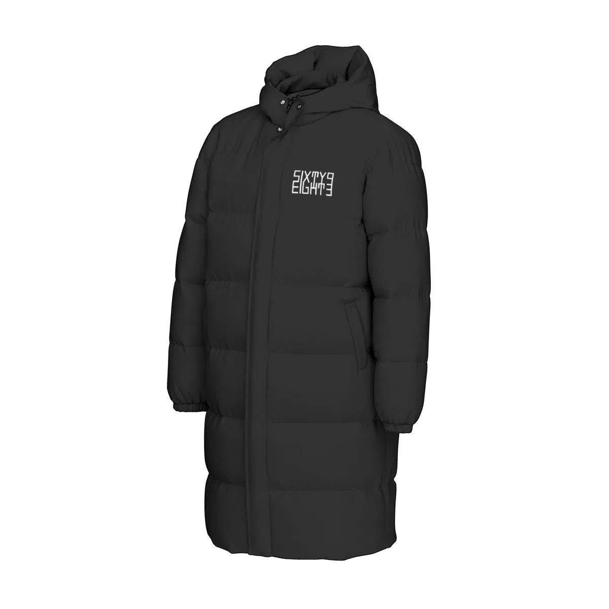 Sixty Eight 93 Logo White Black Unisex Puff Long Jacket