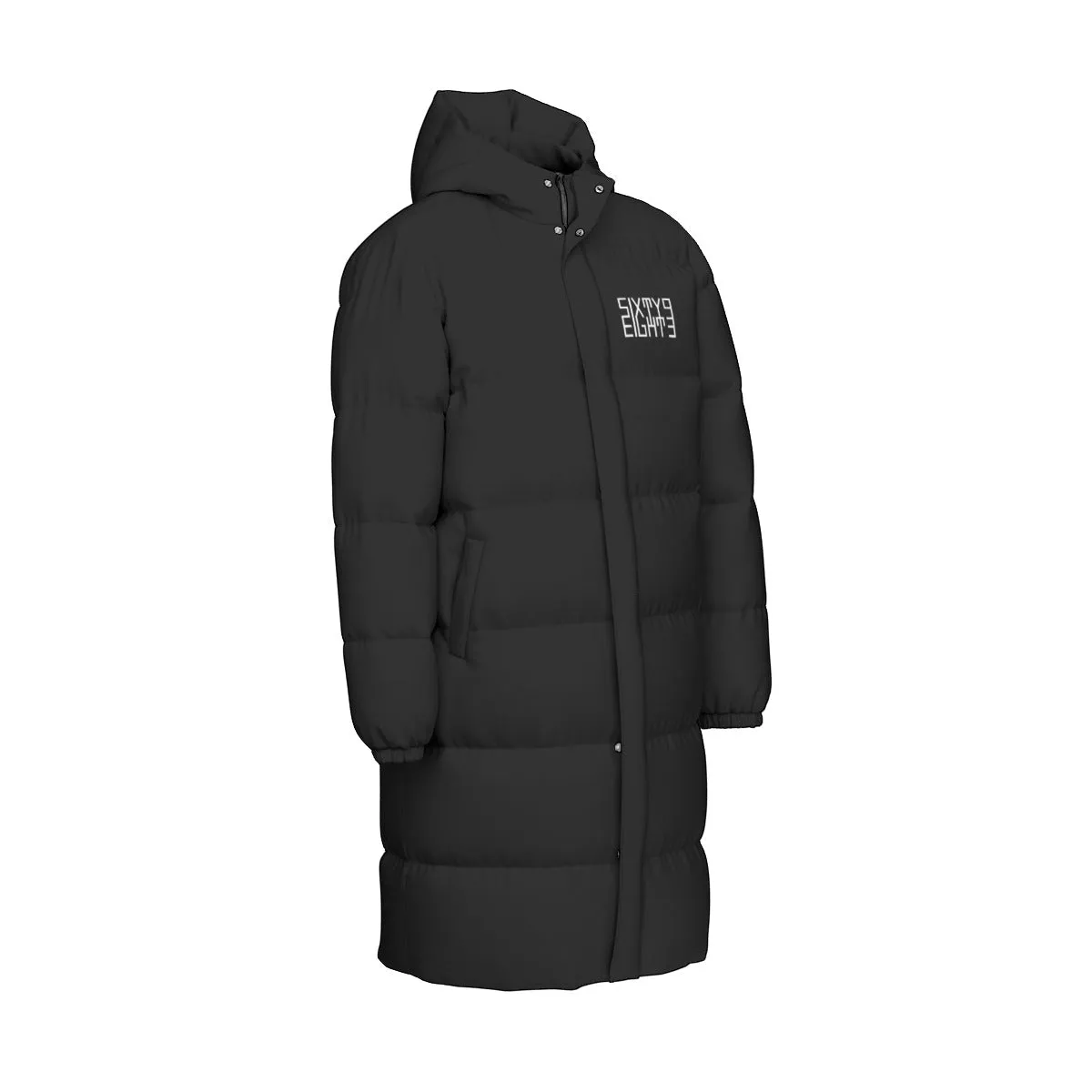 Sixty Eight 93 Logo White Black Unisex Puff Long Jacket