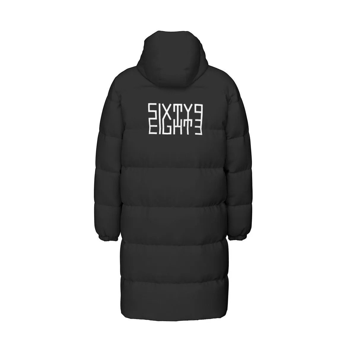 Sixty Eight 93 Logo White Black Unisex Puff Long Jacket