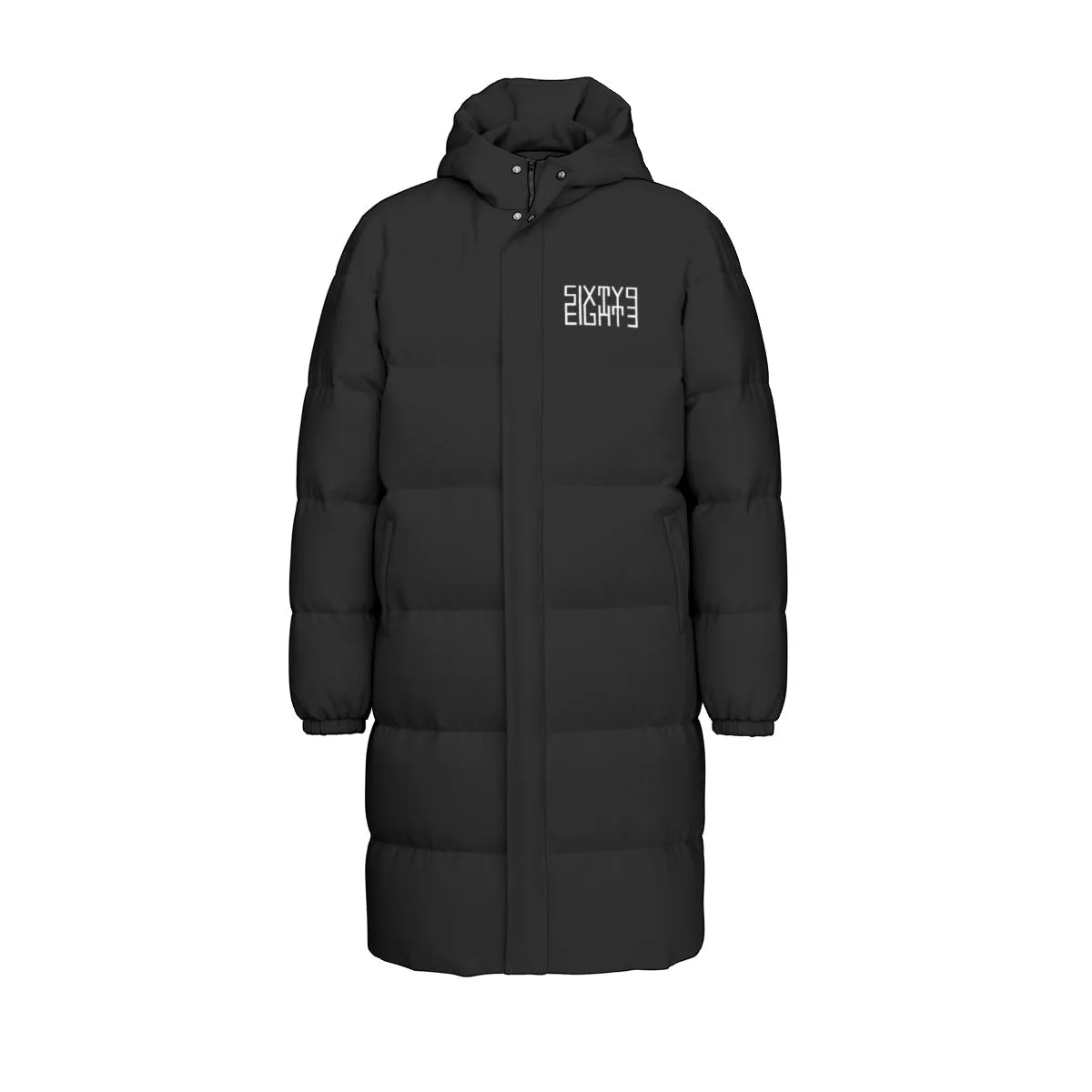Sixty Eight 93 Logo White Black Unisex Puff Long Jacket