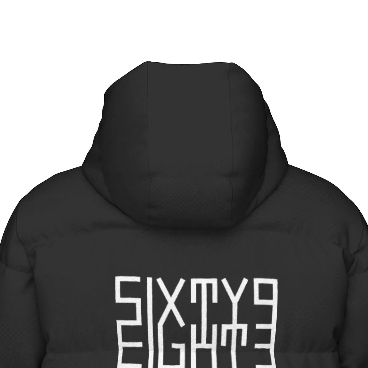 Sixty Eight 93 Logo White Black Unisex Puff Long Jacket