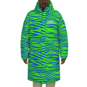 Sixty Eight 93 Logo White Zebra Blueberry Lime Unisex Puff Long Down Jacket